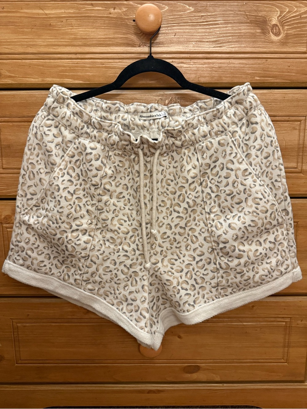 Abercrombie & Fitch Cream Leopard-Print Lounge Shorts